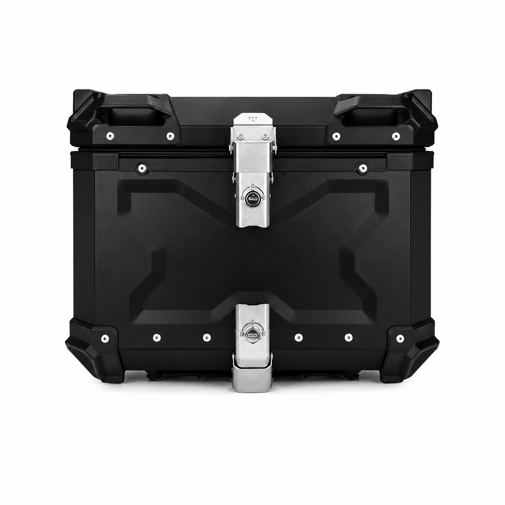 Top Case Moto Aluminium 45L, 55L & 65L | Étanche avec Serrure & Coussin Dorsal