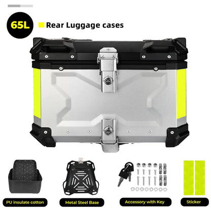 KEMIMOTO Top Case Moto Universel en Aluminium, Coffre Arrière pour Moto 45L 55L 65L Étanche avec Serrure et Coussin Dorsal