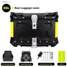KEMIMOTO Top Case Moto Universel en Aluminium, Coffre Arrière pour Moto 45L 55L 65L Étanche avec Serrure et Coussin Dorsal