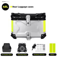 KEMIMOTO Top Case Moto Universel en Aluminium, Coffre Arrière pour Moto 45L 55L 65L Étanche avec Serrure et Coussin Dorsal