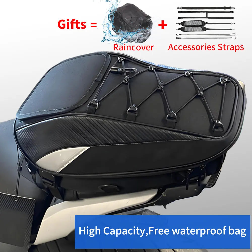 Sac de selle arrière pour moto, sac de siège arrière imperméable, grande capacité, sac à dos multifonctionnel pour motard, sacoche universelle pour moto
