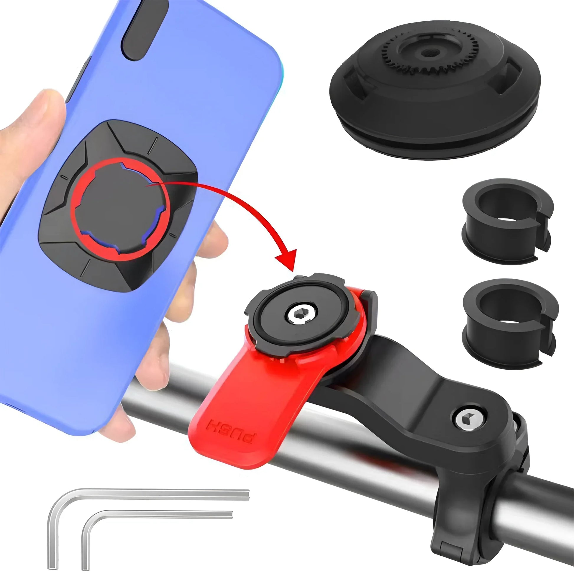Support de téléphone pour moto, support de téléphone portable pour vélo Anti-secouement avec amortisseur de vibrations, fixation/détachage à dégagement rapide