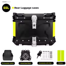 KEMIMOTO Top Case Moto Universel en Aluminium, Coffre Arrière pour Moto 45L 55L 65L Étanche avec Serrure et Coussin Dorsal