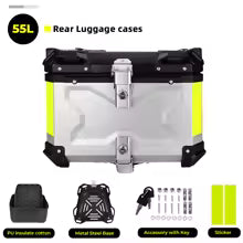 KEMIMOTO Top Case Moto Universel en Aluminium, Coffre Arrière pour Moto 45L 55L 65L Étanche avec Serrure et Coussin Dorsal