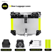 KEMIMOTO Top Case Moto Universel en Aluminium, Coffre Arrière pour Moto 45L 55L 65L Étanche avec Serrure et Coussin Dorsal