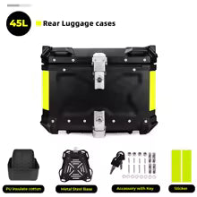 KEMIMOTO Top Case Moto Universel en Aluminium, Coffre Arrière pour Moto 45L 55L 65L Étanche avec Serrure et Coussin Dorsal