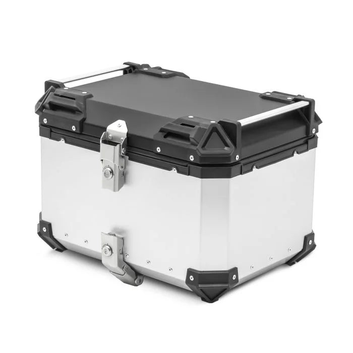 Top Case Moto Aluminium 45L, 55L & 65L | Étanche avec Serrure & Coussin Dorsal
