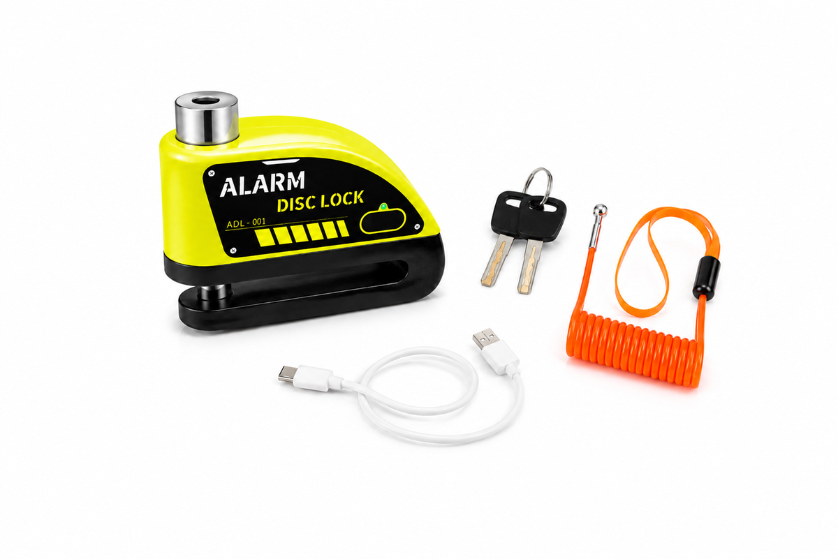 Antivol Disque Moto avec Alarme 120 dB et Cordon de Rappel